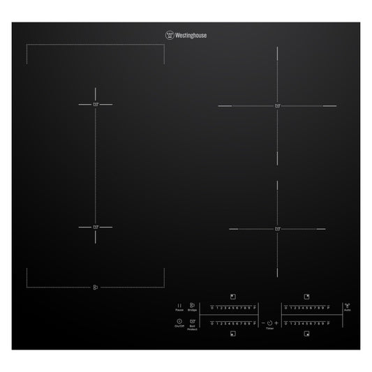 Westinghouse 60cm 4-Zone Induction Cooktop with Bridging Zone - Black Glass
