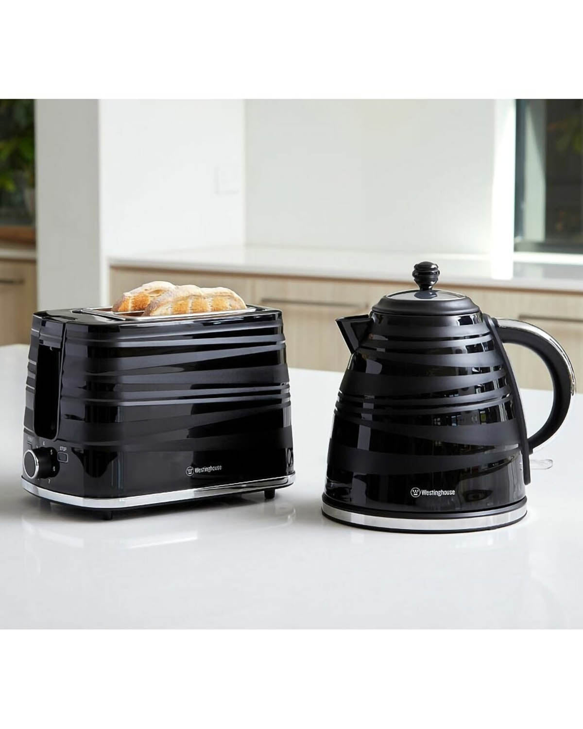 Westinghouse Kettle & Toaster Pack - Black Stripe