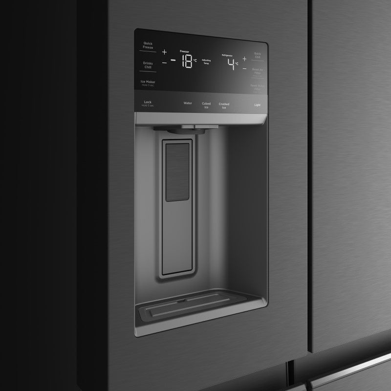 Westinghouse 609L Quad Door Fridge Freezer with Ice & Water Dispenser - Matte Black