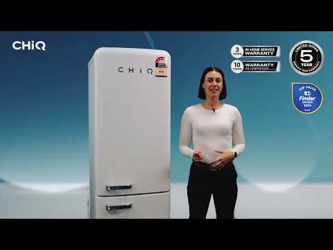 CHiQ 231L Retro Style Bottom Mounted Refrigerator Ivory White CRBM227NW3